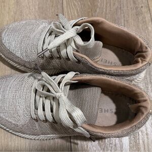 SHEIN Textured Cream Lace-Up Sneakers